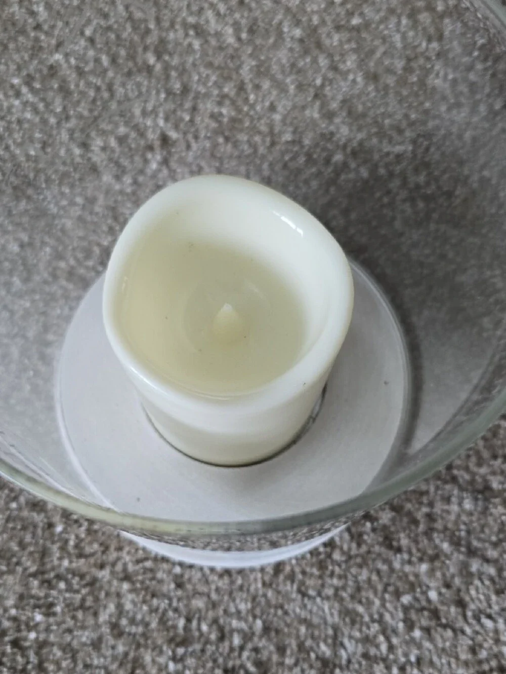Glass Memorial Candle Holder with White Floral Design